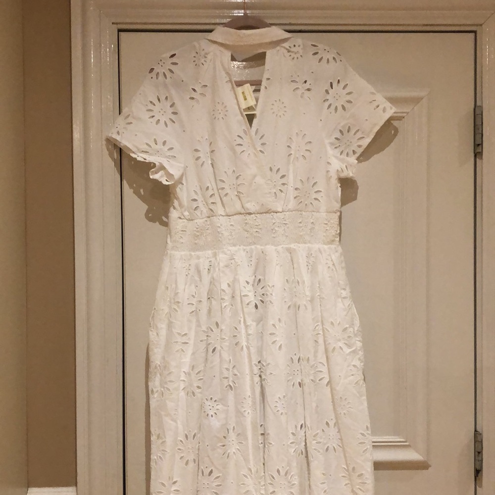 Anthropologie White Eyelet Midi Dress - Picture 6 of 7